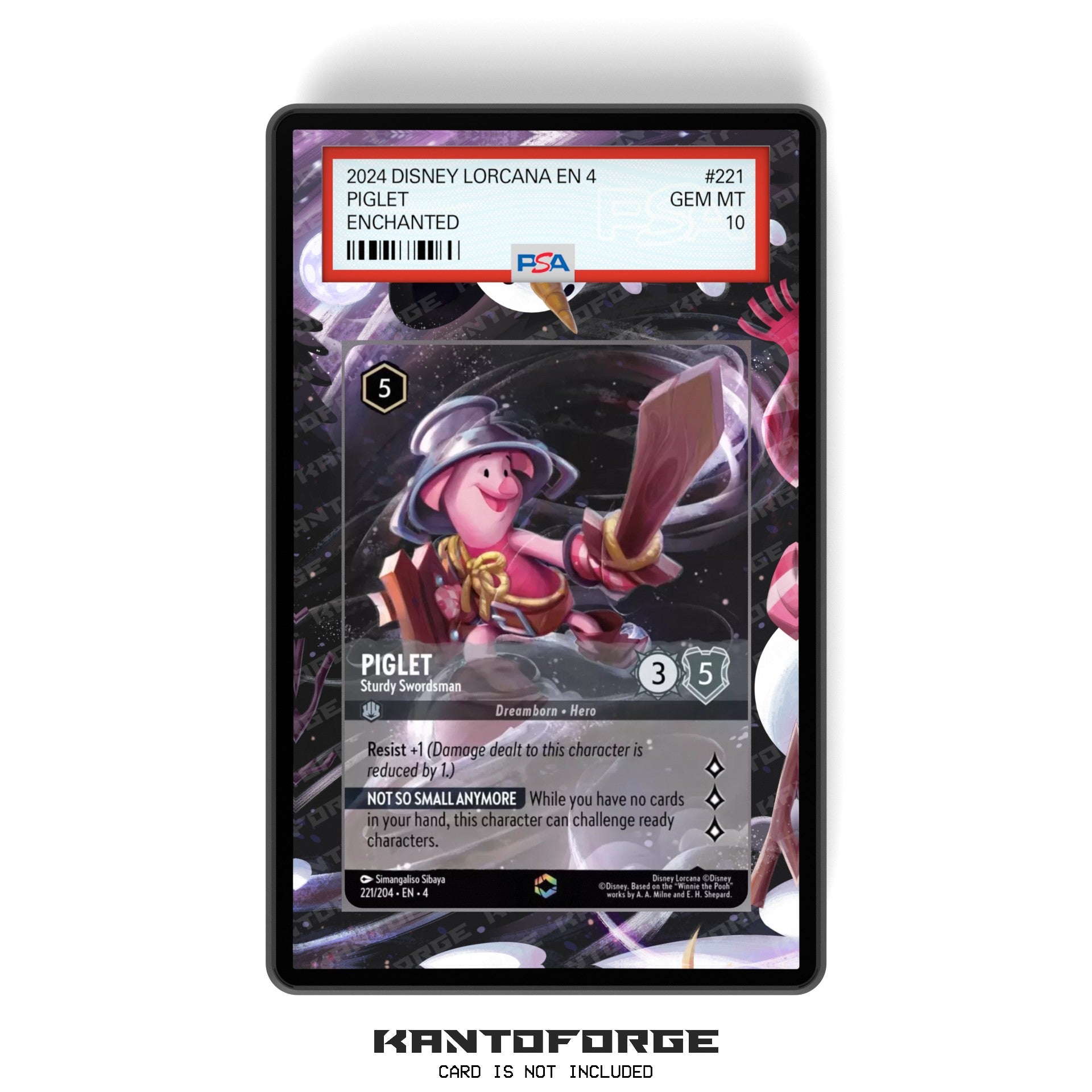 Piglet - Sturdy Swordsman (Enchanted) Chapter 4 - PSA Size Graded Card KantoForge Piglet - Sturdy Swordsman (Enchanted) Chapter 4 - PSA Size Graded Card KantoForge