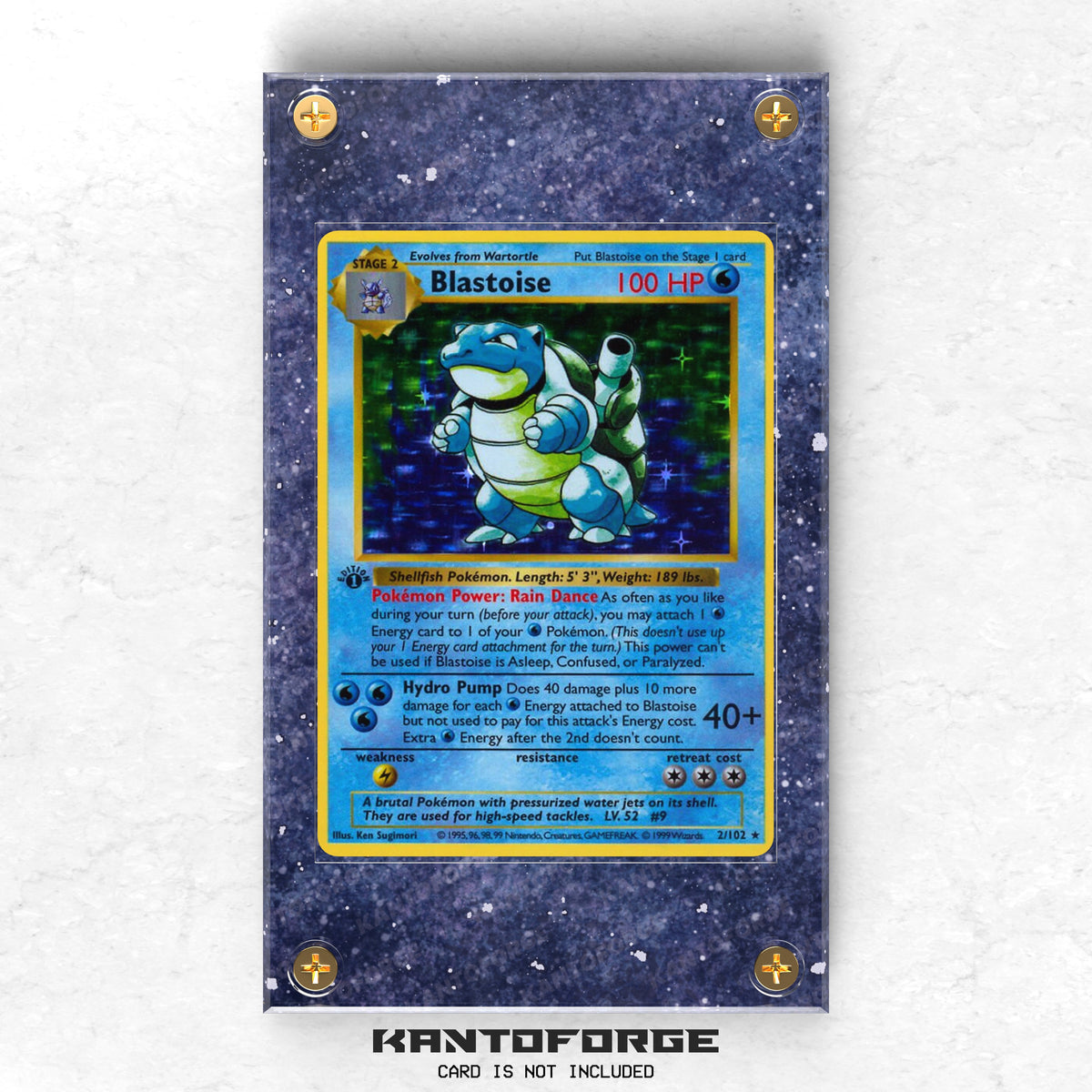 Blastoise Base Set 2/102 - Pokémon Extended Artwork Protective Card Display Case