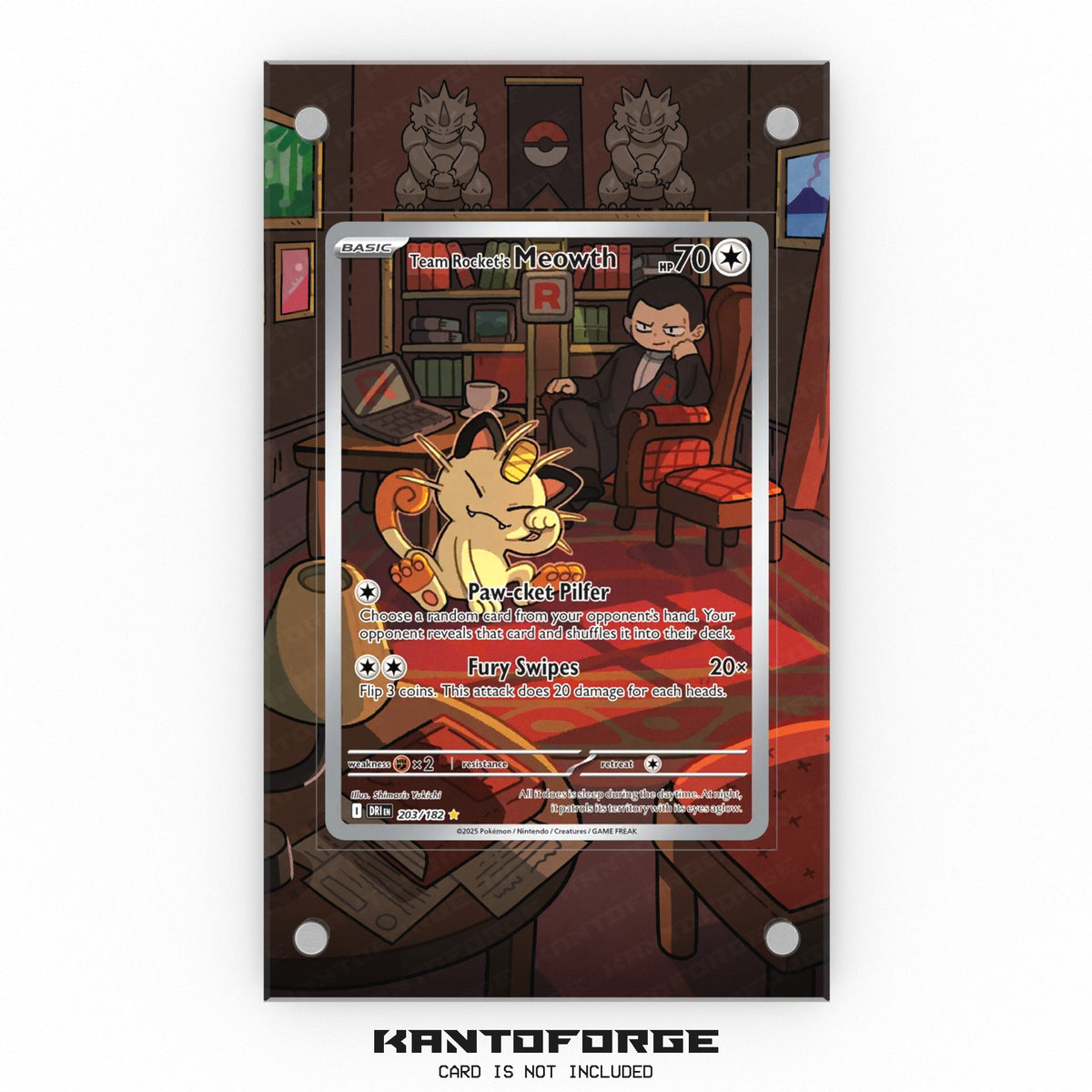 Team Rocket's Meowth 203/182 - Pokémon Extended Artwork Display Case