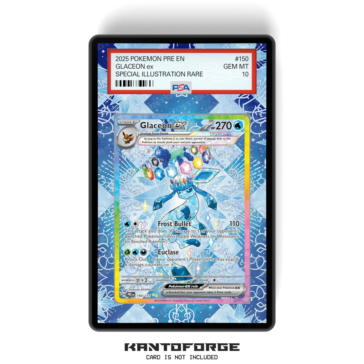 Glaceon ex 150/131  - PSA Size Graded Card Case Extended Artwork Display with GradeGuardian Protection