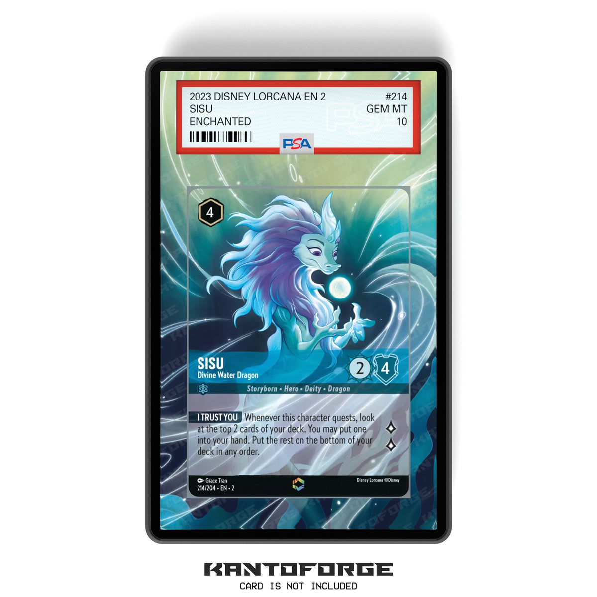 Sisu - Divine Water Dragon (Enchanted) Chapter 2 - PSA CSG AGS Graded Card Case Extended Artwork Display with GradeGuardian Protection